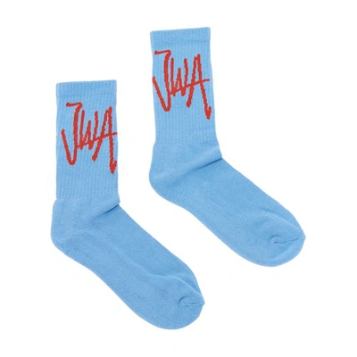 Shop Jw Anderson Logo Socks In Light Blue