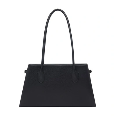 Margaux Trifold Textured-leather Shoulder Bag In Black