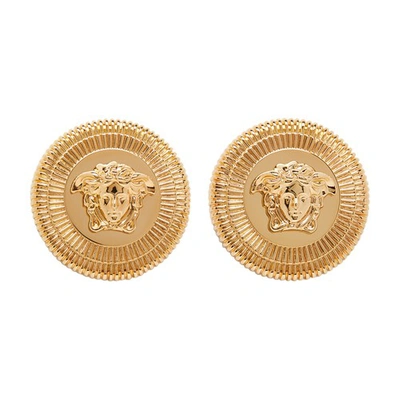 Shop Versace Medusa Earrings In  Gold
