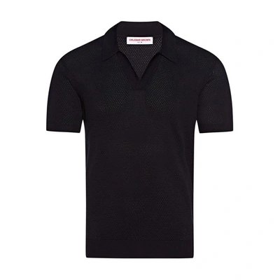 Shop Orlebar Brown Cotton Knit Slim-fit Polo Shirt In Ink