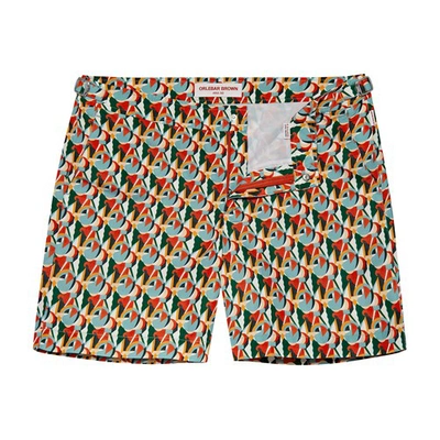 Shop Orlebar Brown Reuleaux Mid-length Printed Swim Shorts In Summer Red Racing Green
