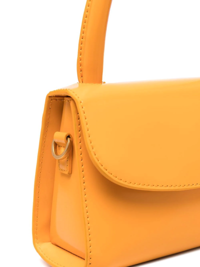 Shop By Far Mini Calf Leather Tote Bag In Gelb