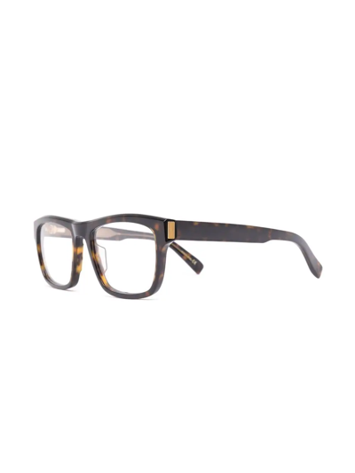 Dunhill Tortoiseshell-effect Square-frame Glasses In Braun
