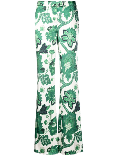 Shop Etro Wide-leg Paisley-print Trousers In Grün