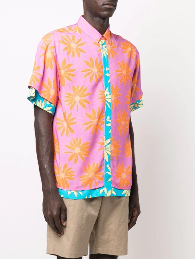 Shop Jacquemus Layered Floral-print Shirt In Rosa