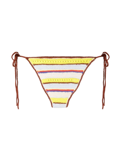 Ganni Multicolor Cotton Bikini Bottom In Nude