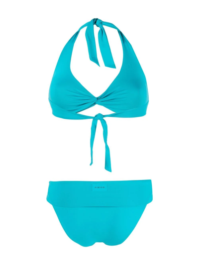 Shop Fisico Twisted Halterneck Bikini In Blau