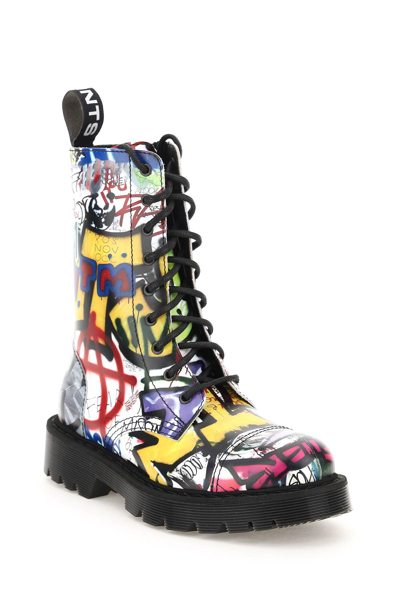 Shop Vetements Graffiti Lace-up Boots In White,black,yellow,fuchsia