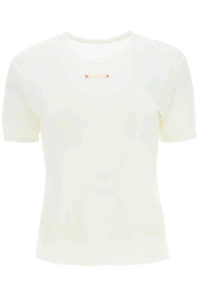 Shop Maison Margiela Cotton Silk T-shirt In White