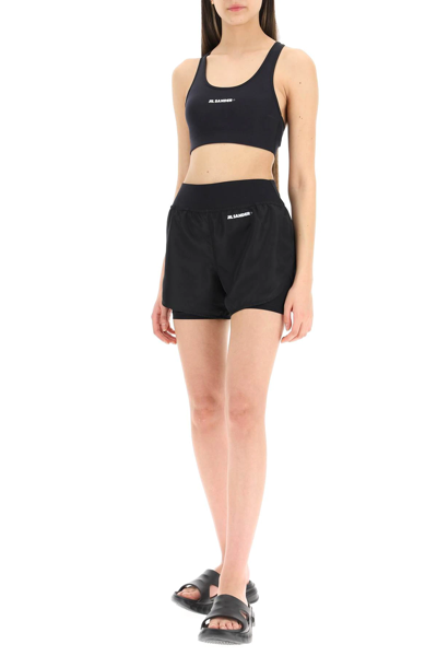 Shop Jil Sander Sports Shorts With Logo In Black