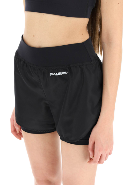 Shop Jil Sander Sports Shorts With Logo In Black
