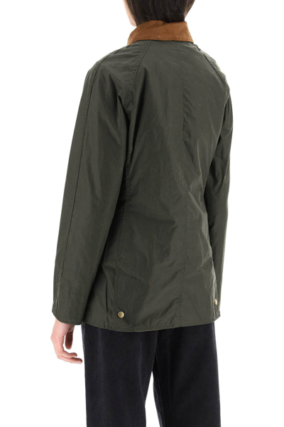 Shop Barbour Beadnell Waxed Jacket In Green,brown