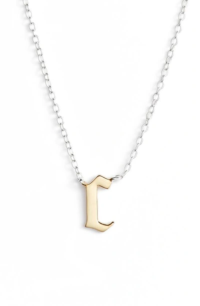 Shop Argento Vivo Sterling Silver Argento Vivo Gothic Initial Pendant Necklace In Silver/ Gold - C