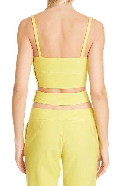 Shop Monse Crossover Stretch Wool Crop Top In Lime