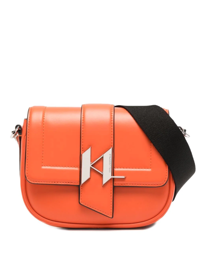 Shop Karl Lagerfeld K/saddle Small Crossbody Bag In Orange