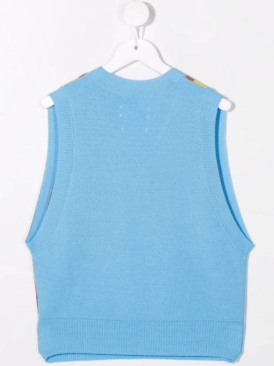 Shop The Animals Observatory Colour-block Knitted Vest In Blue