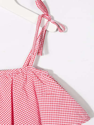 Shop The Campamento Checked Ruffle-trimmed Dress In Red