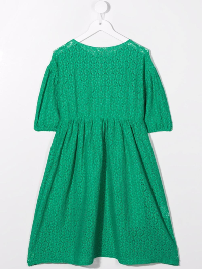 Shop The Campamento Floral-lace Logo-patch Dress In Green