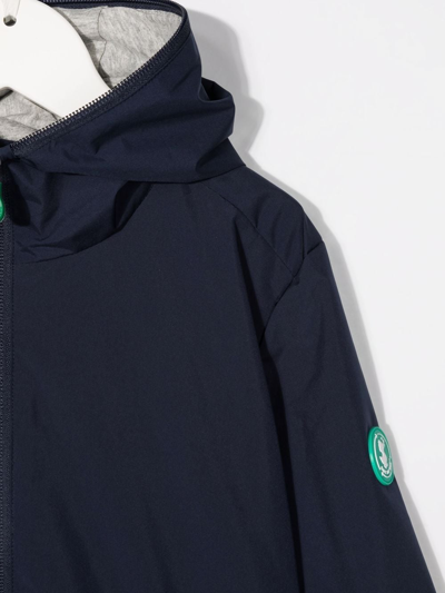 Shop Save The Duck Logo-patch Hooded Jacket In Blue