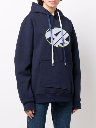 Shop Ader Error Embroidered-logo Pullover Hoodie In Blue