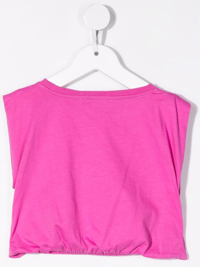 Shop Calvin Klein Logo-print Cap-sleeve T-shirt In Pink