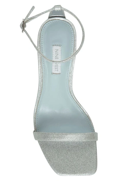 Shop Nine West Yess Ankle Strap Sandal In Silver Glitter