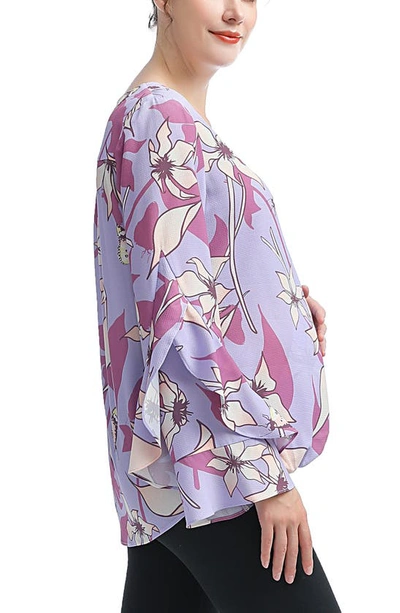 Kimi And Kai Adna Maternity/nursing Crepe Blouse In Multicolored