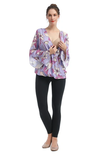 Kimi And Kai Adna Maternity/nursing Crepe Blouse In Multicolored