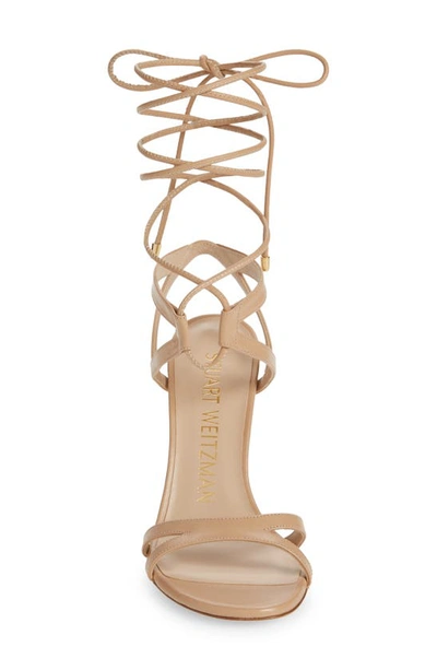 Stuart Weitzman Soiree 100 Lace-up Sandal In Adobe