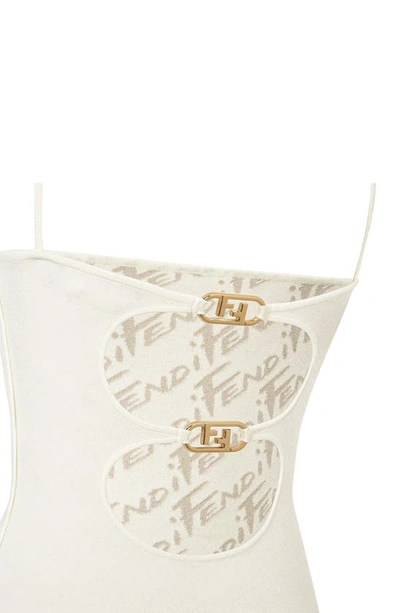Shop Fendi O'lock Ff Reversible Knit Minidress In White