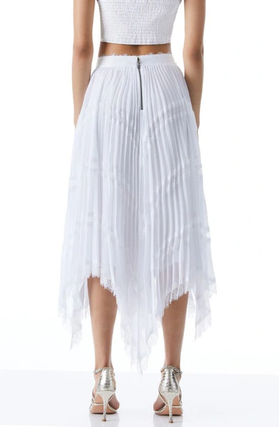 Alice And Olivia Katz Asymmetrical Pleated Midi Skirt In White