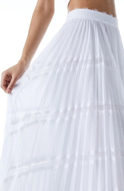 Alice And Olivia Katz Asymmetrical Pleated Midi Skirt In White