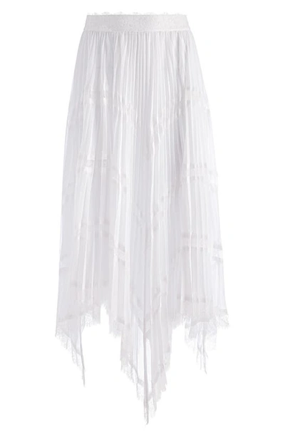 Alice And Olivia Katz Asymmetrical Pleated Midi Skirt In White