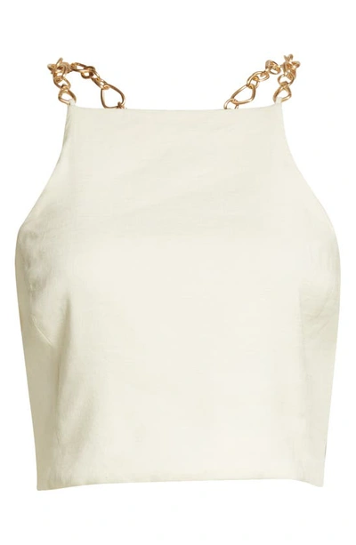 Shop Cult Gaia Joey Chain Strap Linen Blend Halter Top In Off White