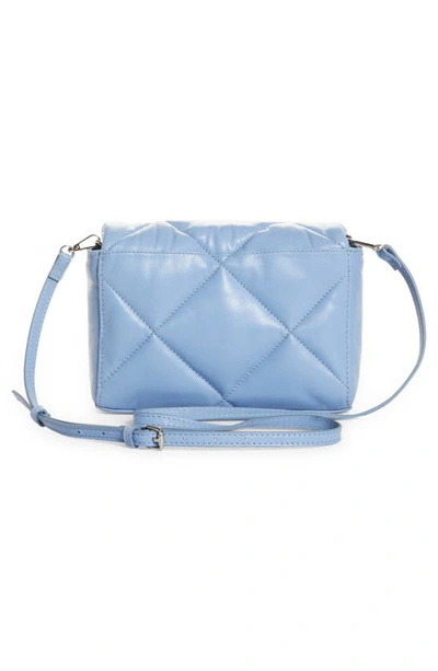 Shop Stand Studio Mini Brynn Quilted Lambskin Leather Shoulder Bag In Bright Blue/ Silver Chain