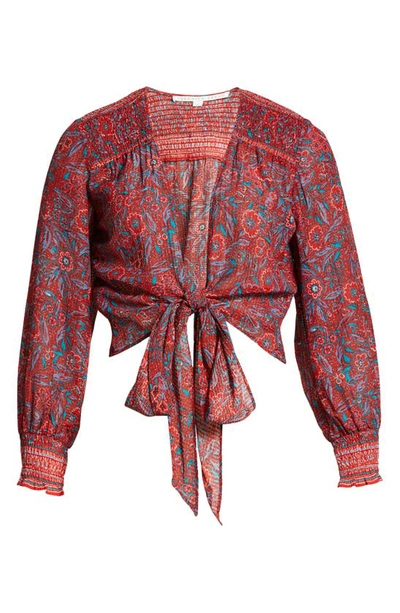 Veronica Beard Sarah Floral Cover-up Wrap Blouse In Spicy Red Multi |  ModeSens