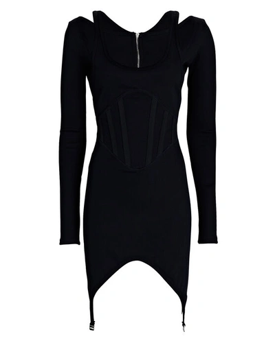 Shop Dion Lee Cut-out Rib Knit Corset Mini Dress In Black