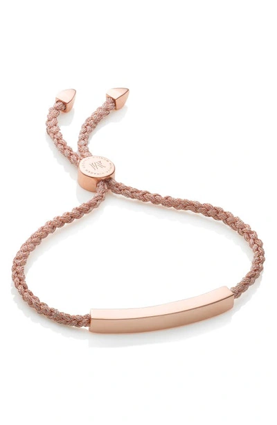 Shop Monica Vinader Engravable Linear Friendship Bracelet In Rose Gold Metallica