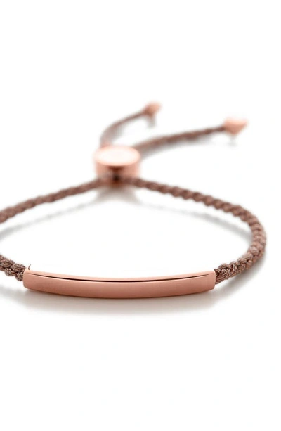 Shop Monica Vinader Engravable Linear Friendship Bracelet In Rose Gold Metallica