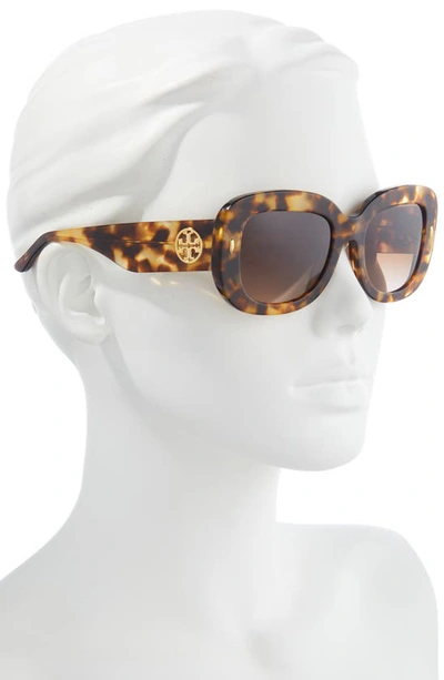 Shop Tory Burch Vintage 51 Geometric Sunglasses In Tortoise