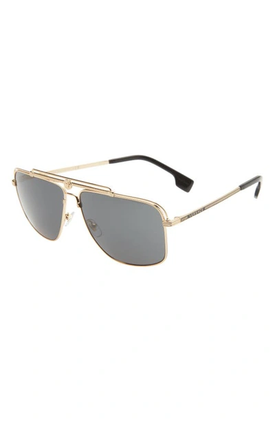 Shop Versace 61mm Rectangular Aviator Sunglasses In Gold