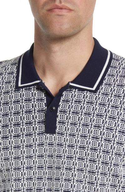 Ted Baker Staffrd Cotton Blend Tipped Geo Jacquard Polo Shirt In