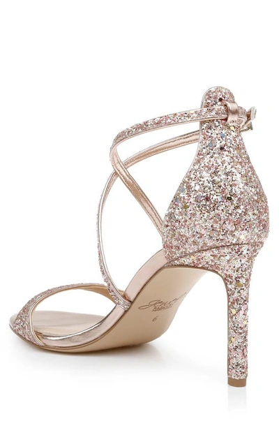 Shop Jewel Badgley Mischka Dimitra Strappy Sandal In Rose Gold Glitter