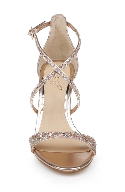 Shop Jewel Badgley Mischka Dimitra Strappy Sandal In Rose Gold Glitter