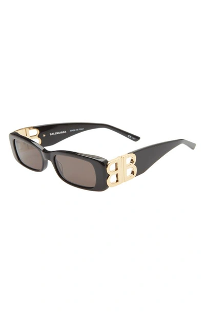 Shop Balenciaga 51mm Rectangular Sunglasses In Black