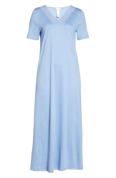 Shop Hanro Moments Lace Trim Nightgown In 1592 - Blue Moon