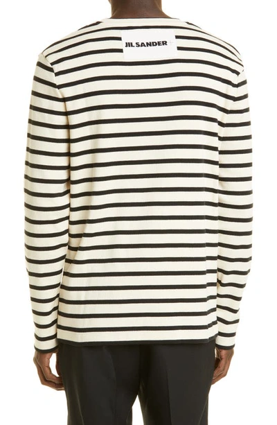 Shop Jil Sander Stripe Long Sleeve T-shirt In 080 - Open Grey