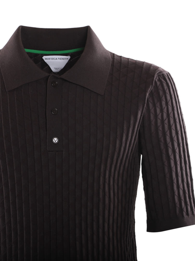 Shop Bottega Veneta Cotton Jersey Polo Shirt With Overlock Stitch In Fondant