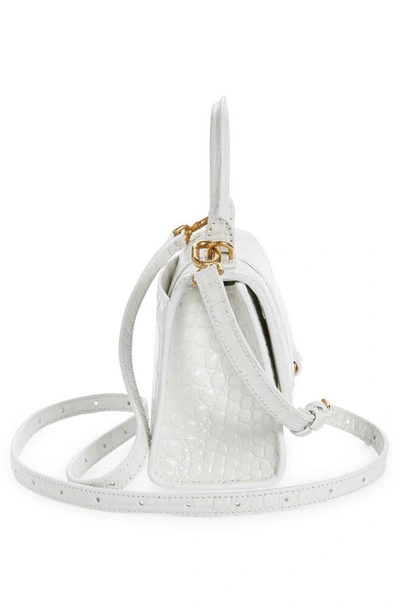Shop Balenciaga Extra Small Hourglass Leather Top Handle Bag In 9016 White
