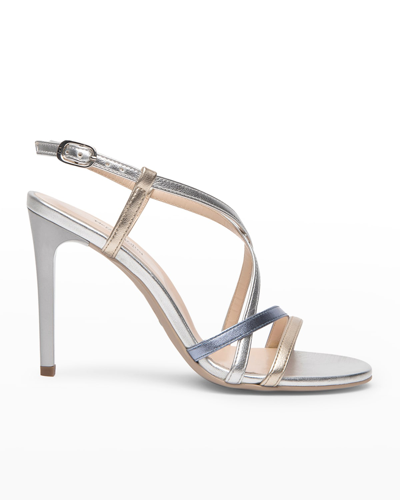 Shop Nerogiardini Strappy Multi Sandals In Silver Multi